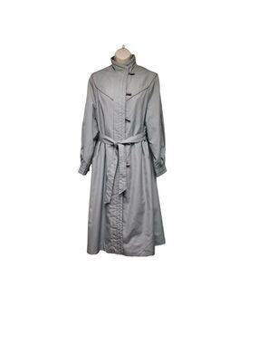 Vintage MS. Freddi Lavender/Gray Long Classic Trench Coat/Belt Size 10